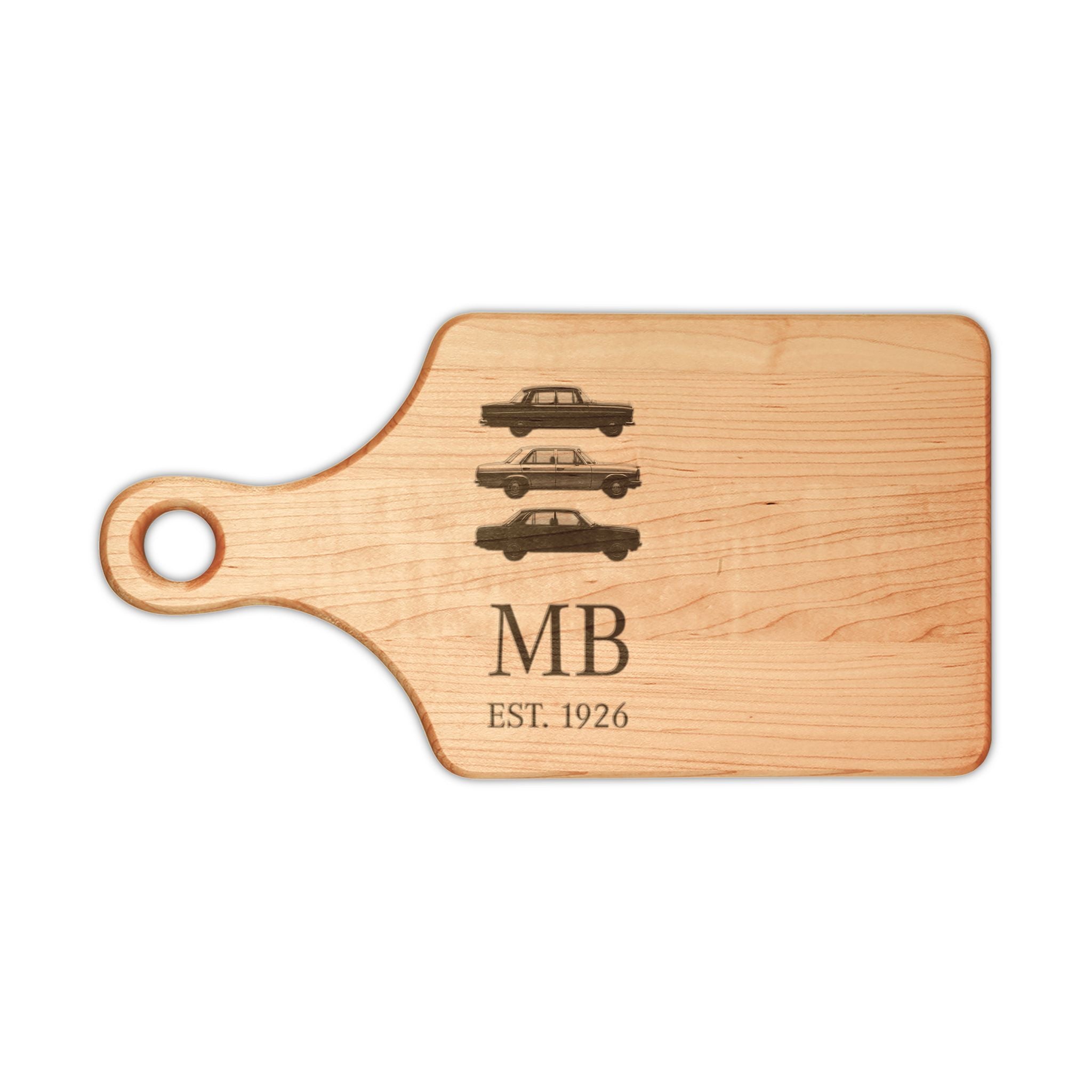 Stacked Classic Cars Engraving Wooden Cutting Board | Personalized Initials