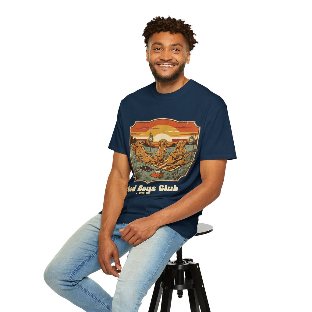 Good Boys Club T-Shirt — Retro Fishing Dogs Graphic Tee