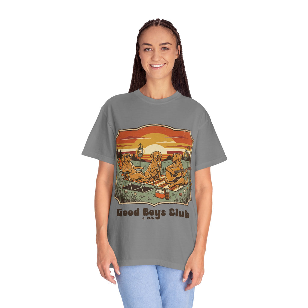 Good Boys Club T-Shirt — Retro Fishing Dogs Graphic Tee