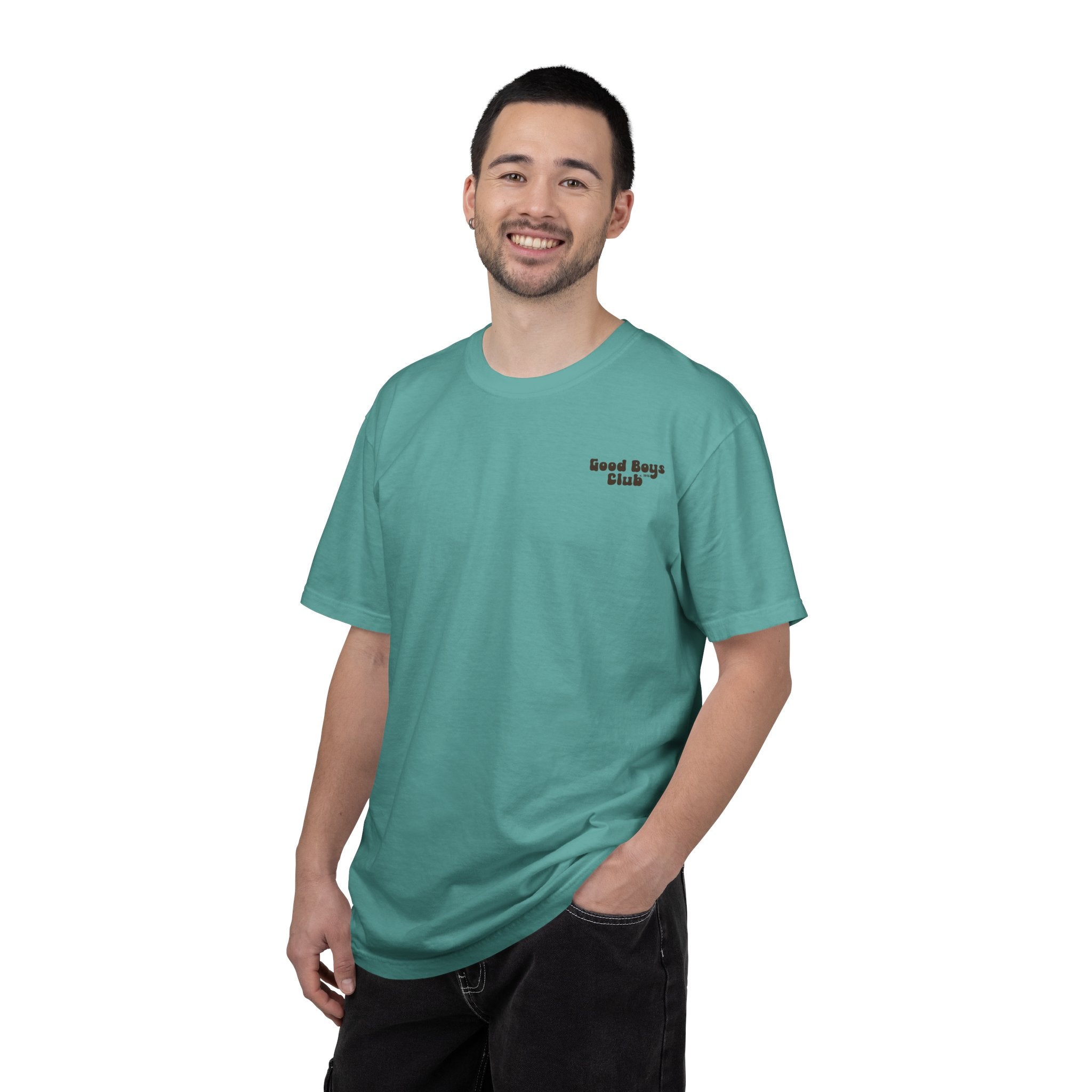 Good Boys Club T-Shirt — Retro Dogs Guitar Beach Graphic