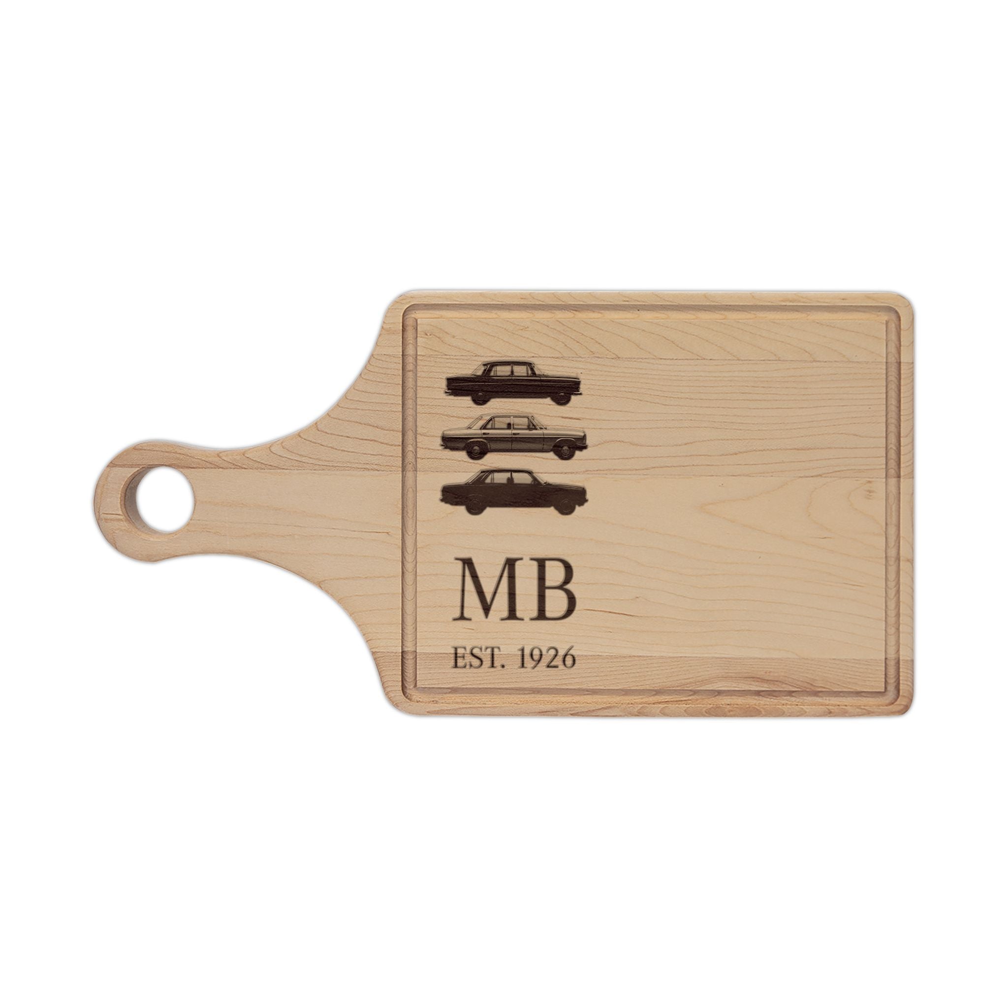 Stacked Classic Cars Engraving Wooden Cutting Board | Personalized Initials