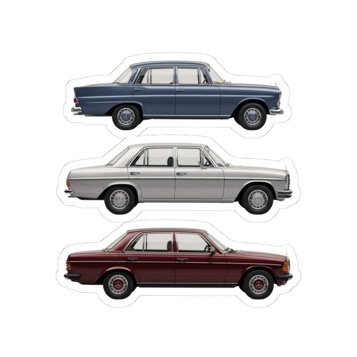Vintage Sedan Illustration Kiss-Cut Stickers | Classic Car Laptop Decals