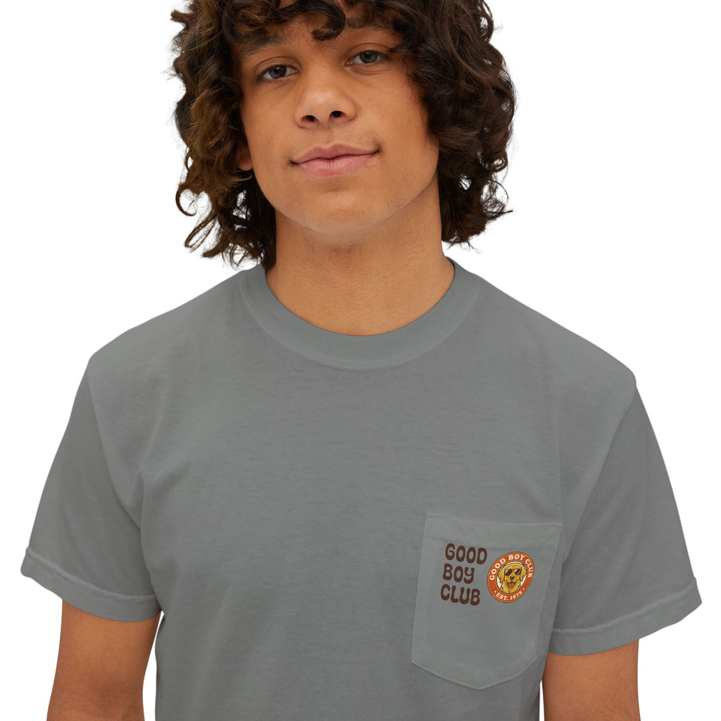 Camping Sunset Band Pocket T-Shirt | Back Graphic Outdoor Scene