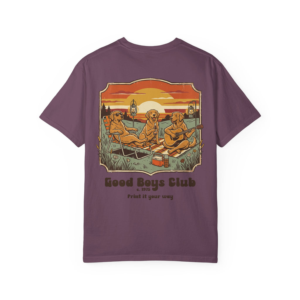 Good Boys Club T-Shirt — Retro Dogs Guitar Beach Graphic