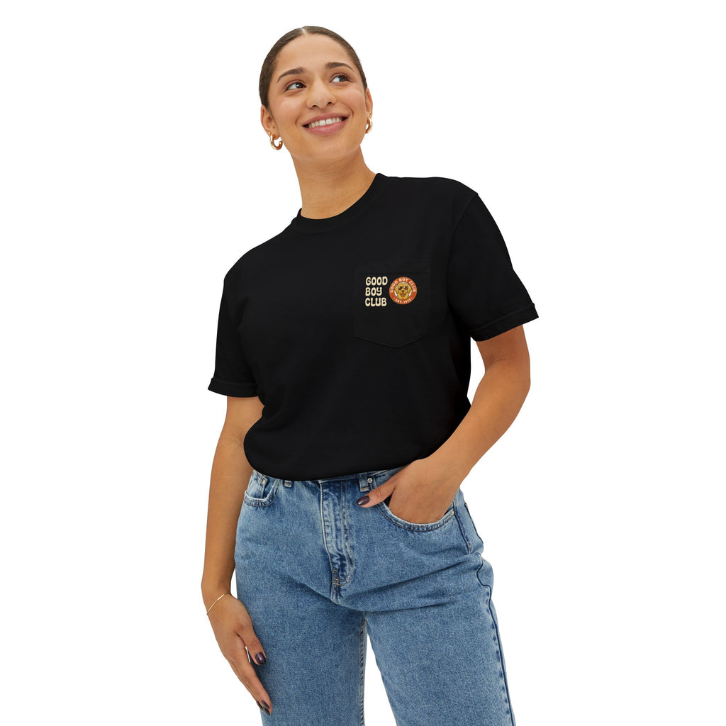Camping Sunset Band Pocket T-Shirt | Back Graphic Outdoor Scene