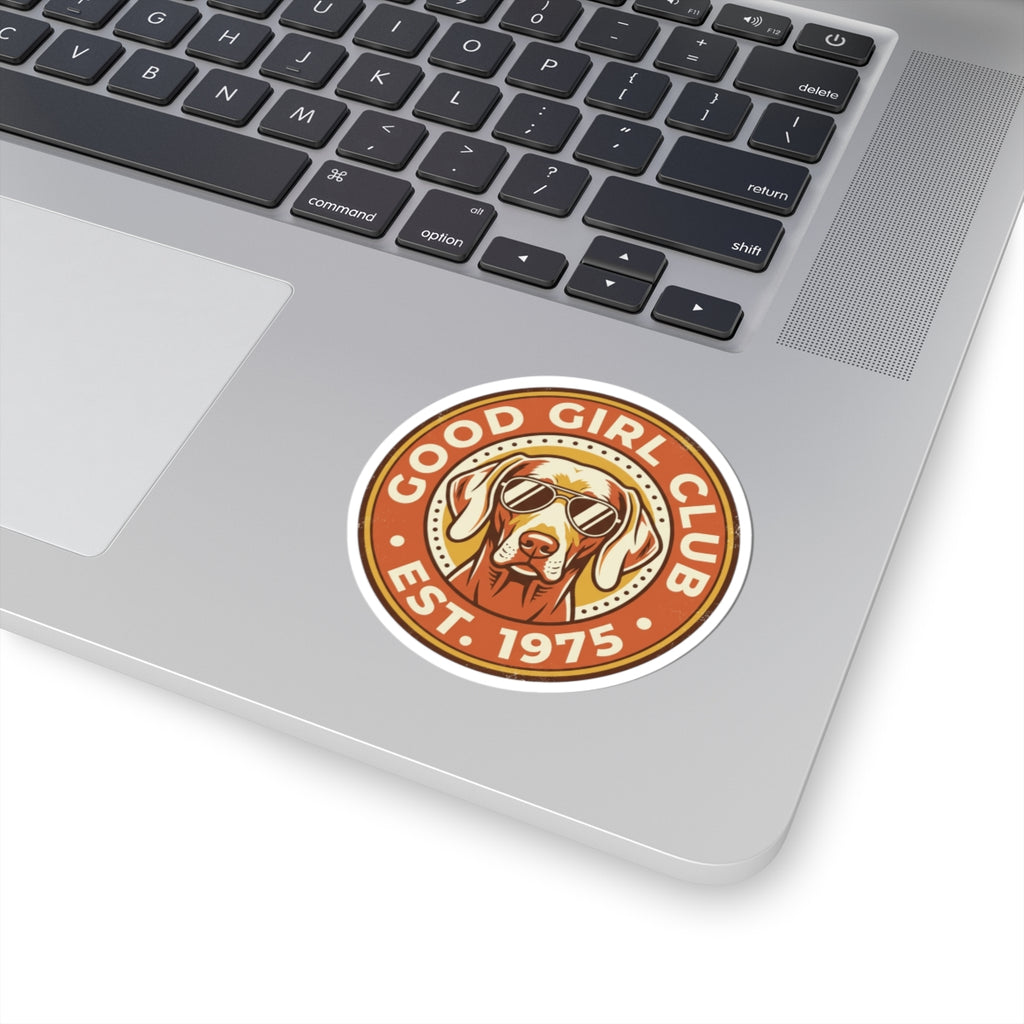 Good Girl Club Dog Sticker | Kiss-Cut Vinyl Sticker, Retro Puppy Emblem