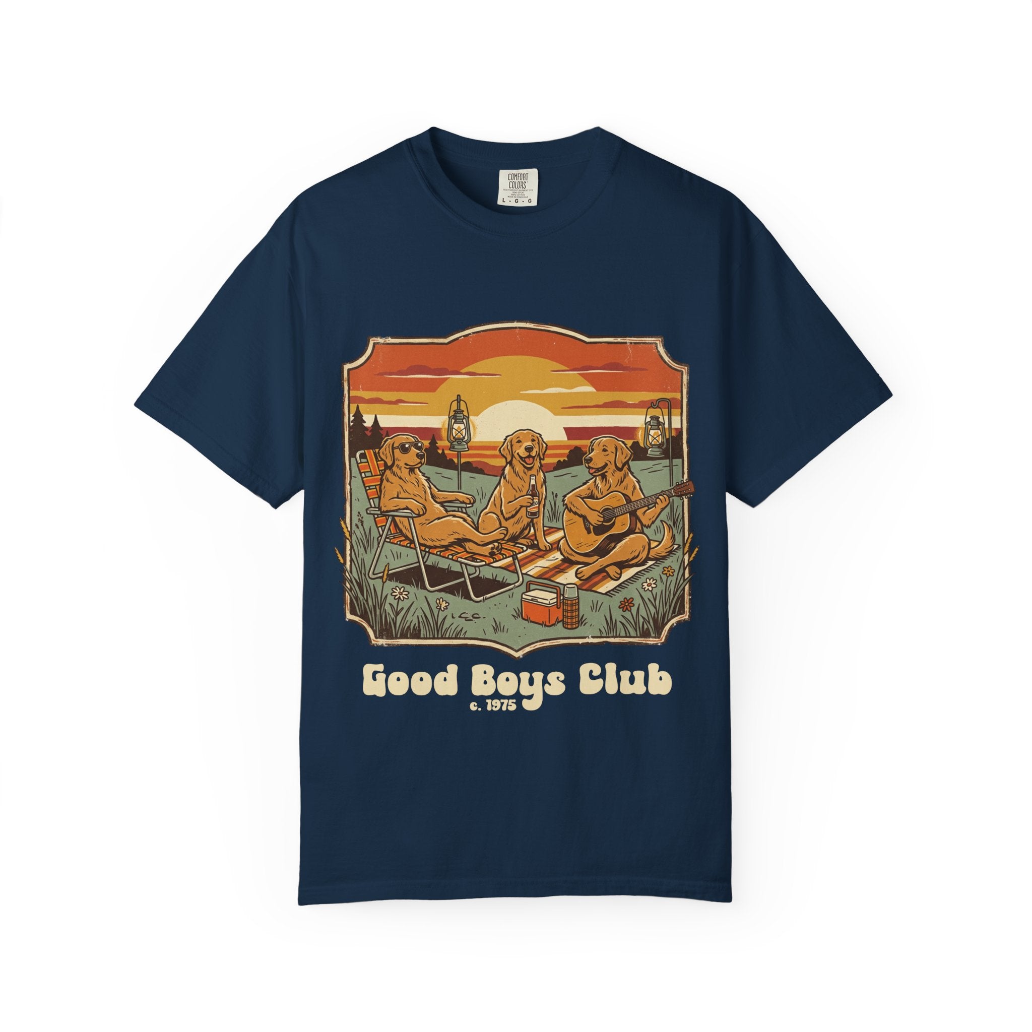 Good Boys Club T-Shirt — Retro Fishing Dogs Graphic Tee
