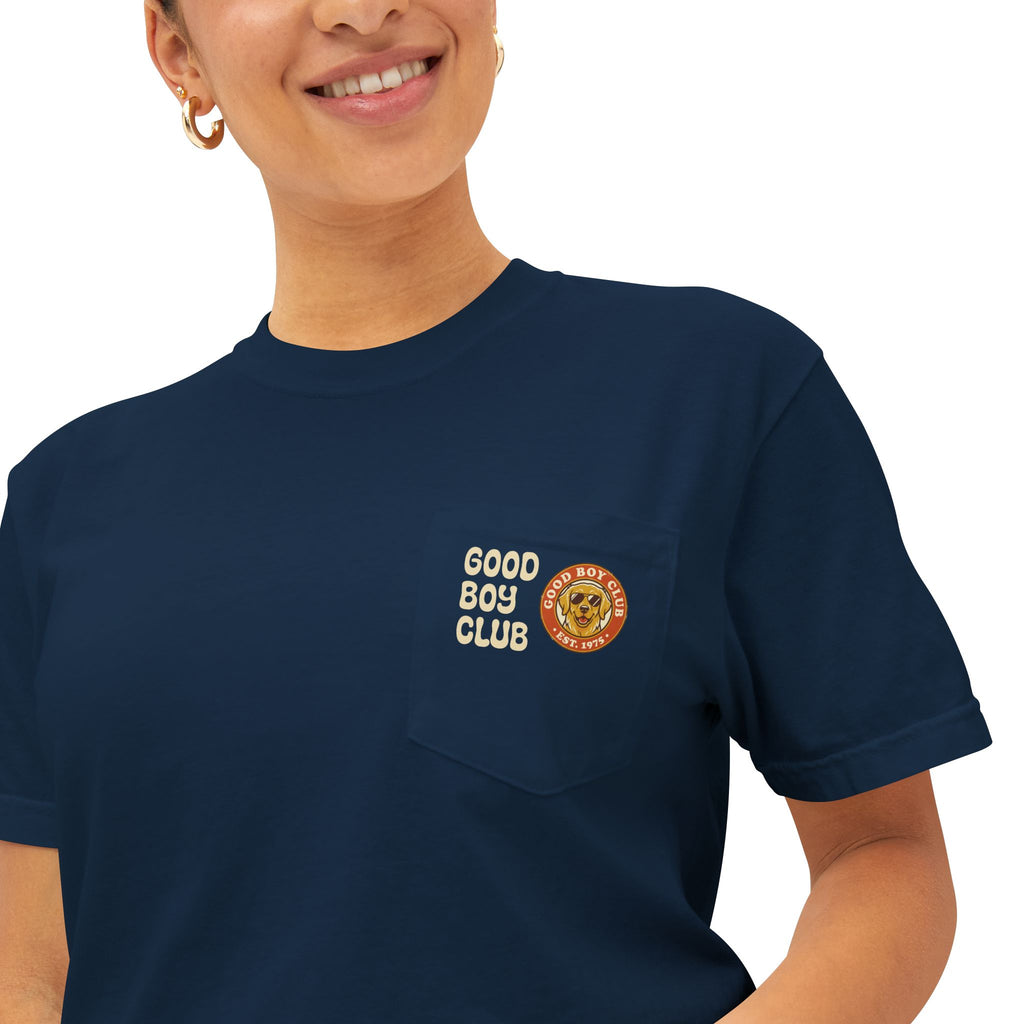 Camping Sunset Band Pocket T-Shirt | Back Graphic Outdoor Scene