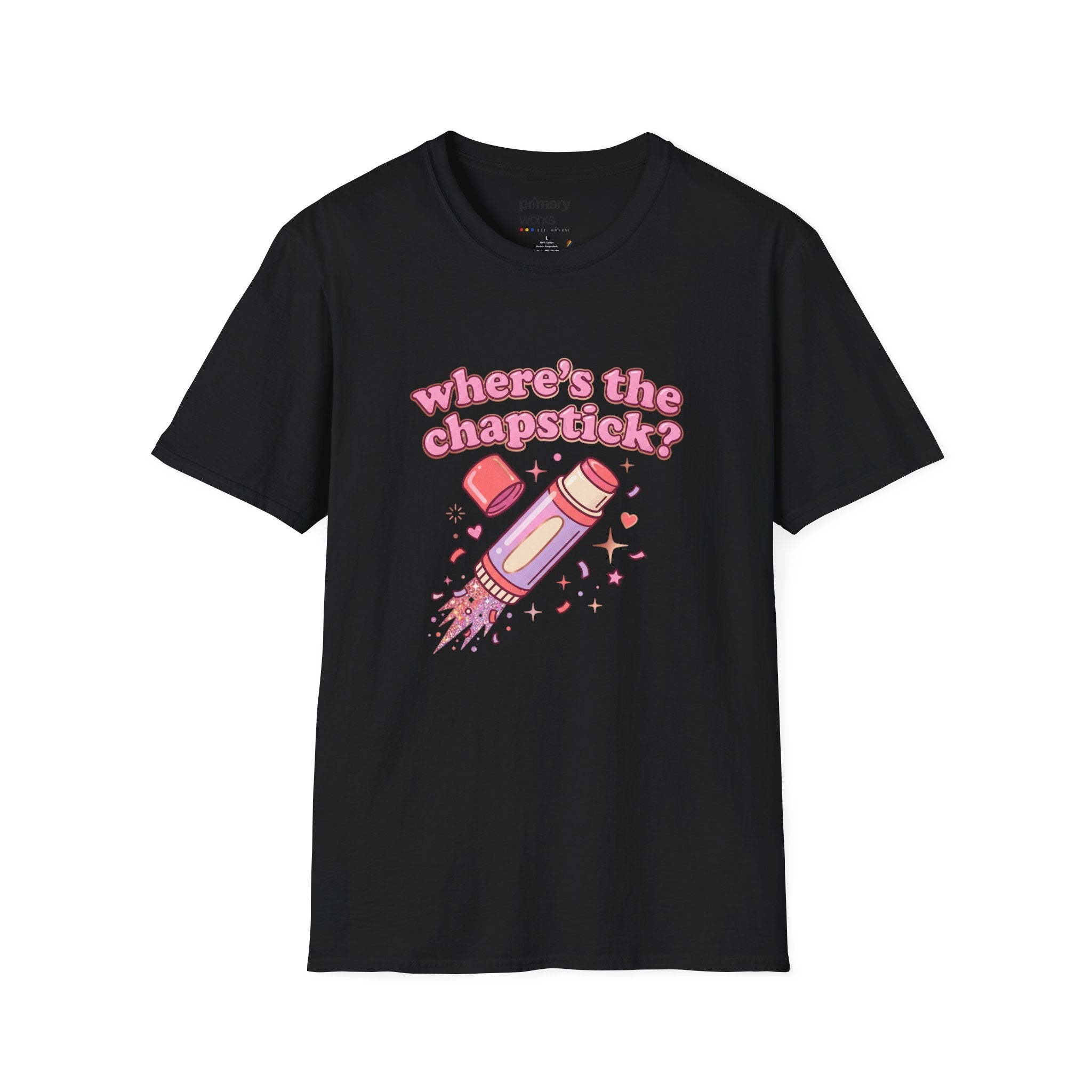 Where's the Chapstick? Rocket Lip Balm T-Shirt — Cute Pink Cosmetic Graphic Tee