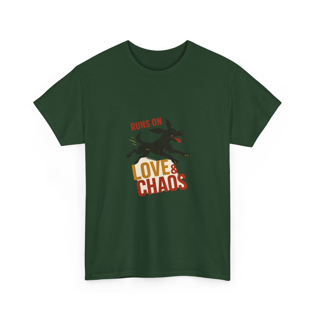 Love and Chaos Dog Mom Tee — New Puppy Owner Gift | Zoomies Silhouette Shirt