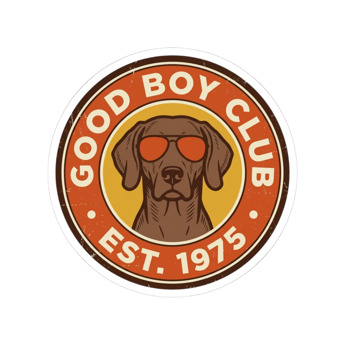 Good Boy Club Dog Sticker | Kiss-Cut Vinyl Sticker, Retro Pup Design