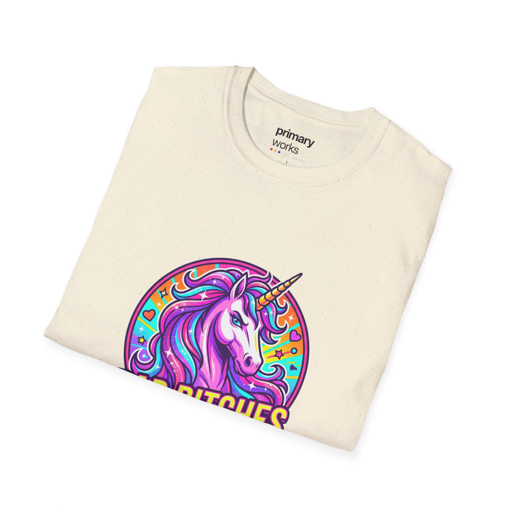 Bad Bitches Only Unicorn T-Shirt — Bold Rainbow Graphic Tee for Confident Women