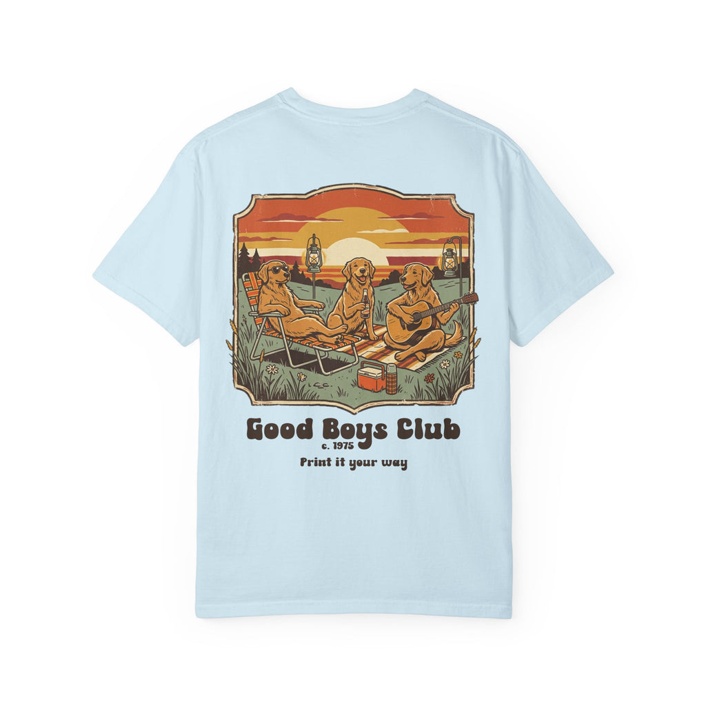Good Boys Club T-Shirt — Retro Dogs Guitar Beach Graphic