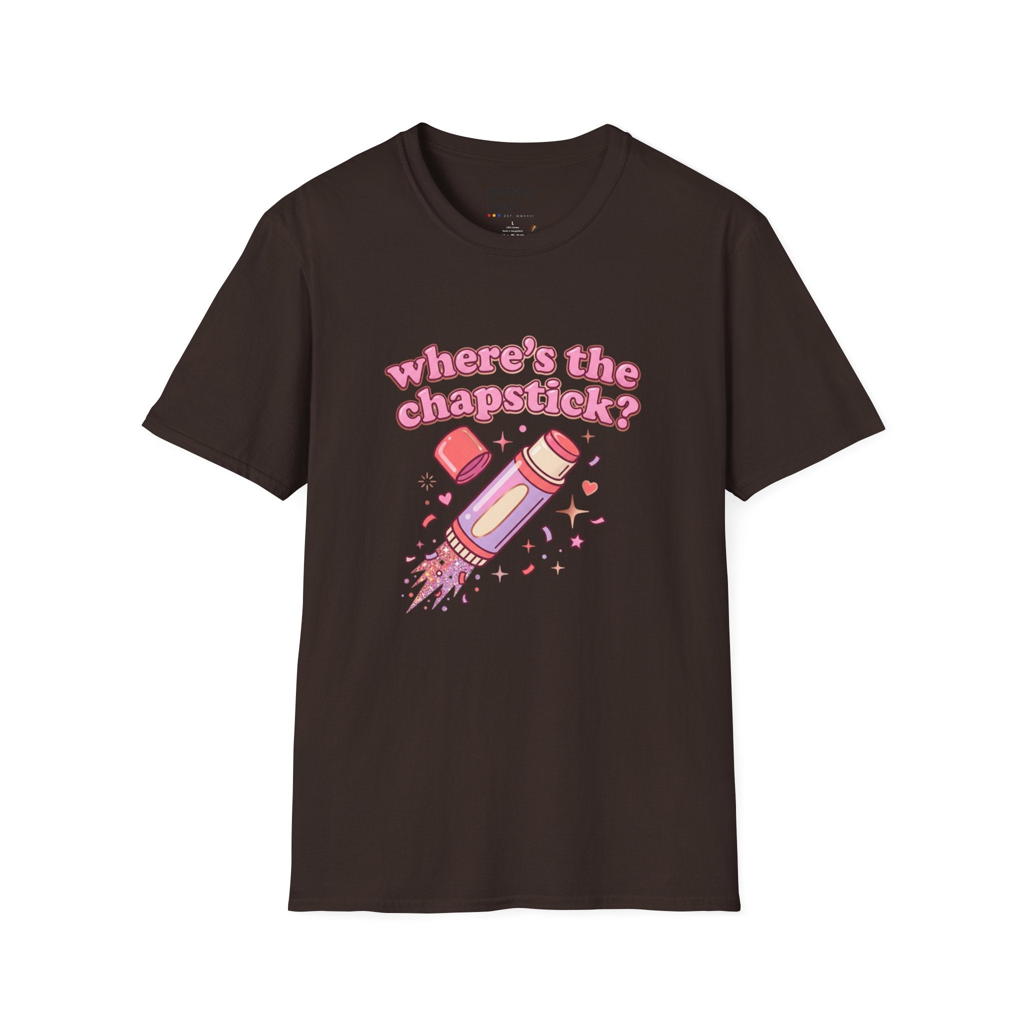 Where's the Chapstick? Rocket Lip Balm T-Shirt — Cute Pink Cosmetic Graphic Tee