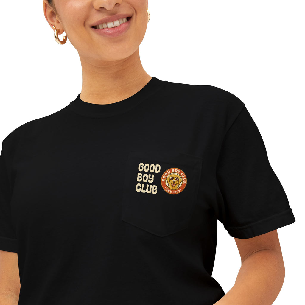 Camping Sunset Band Pocket T-Shirt | Back Graphic Outdoor Scene