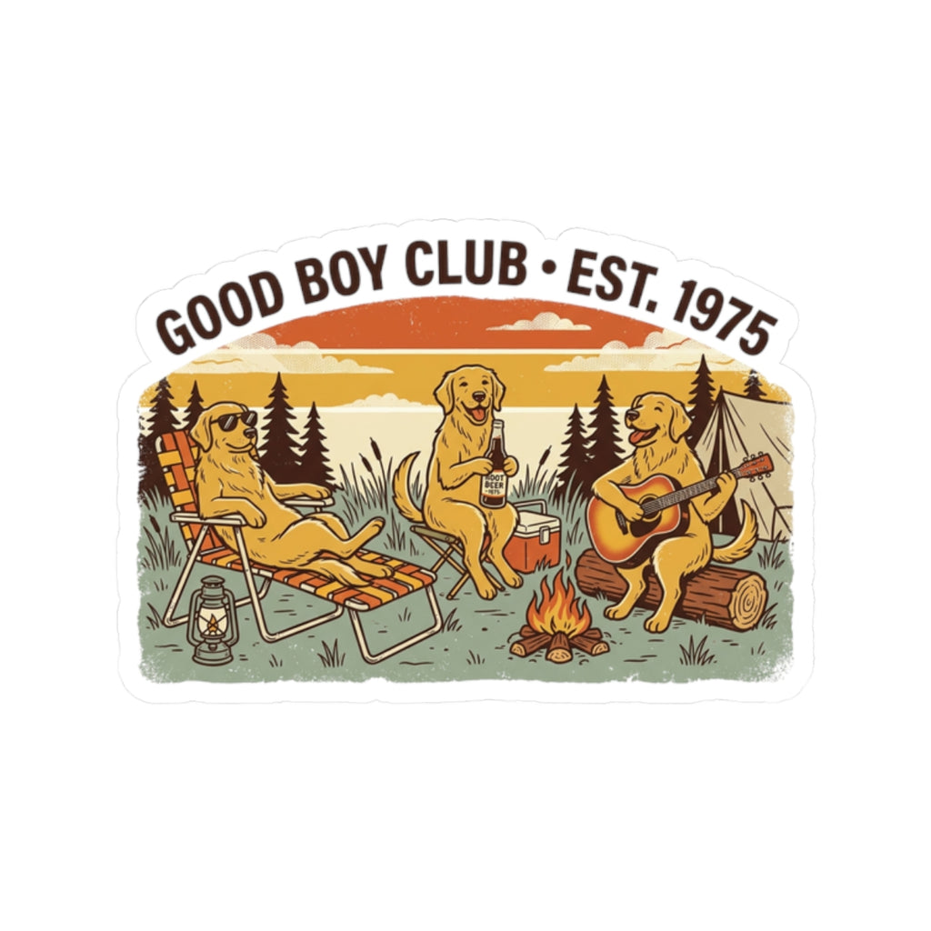 Good Boy Club camping dogs Sticker | Kiss-Cut Vinyl Sticker