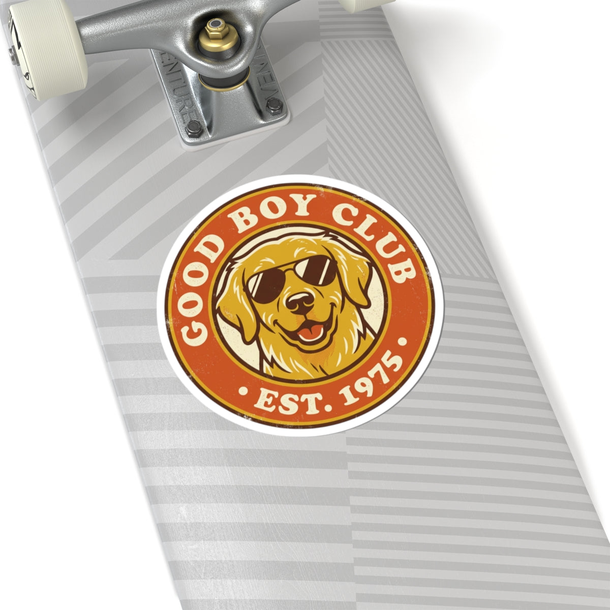 Good Boy Club dog logo Kiss-Cut Sticker | golden retriever decal, retro circle design