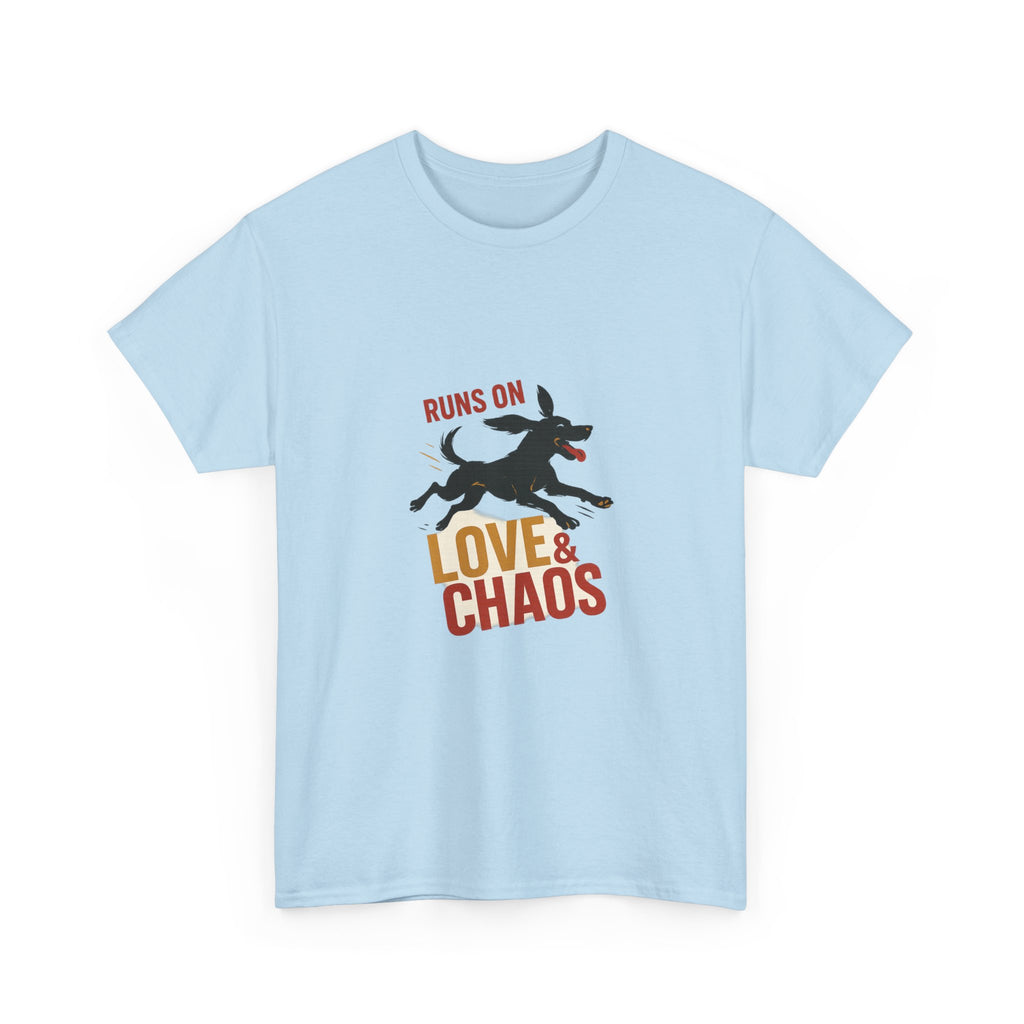 Love and Chaos Dog Mom Tee — New Puppy Owner Gift | Zoomies Silhouette Shirt