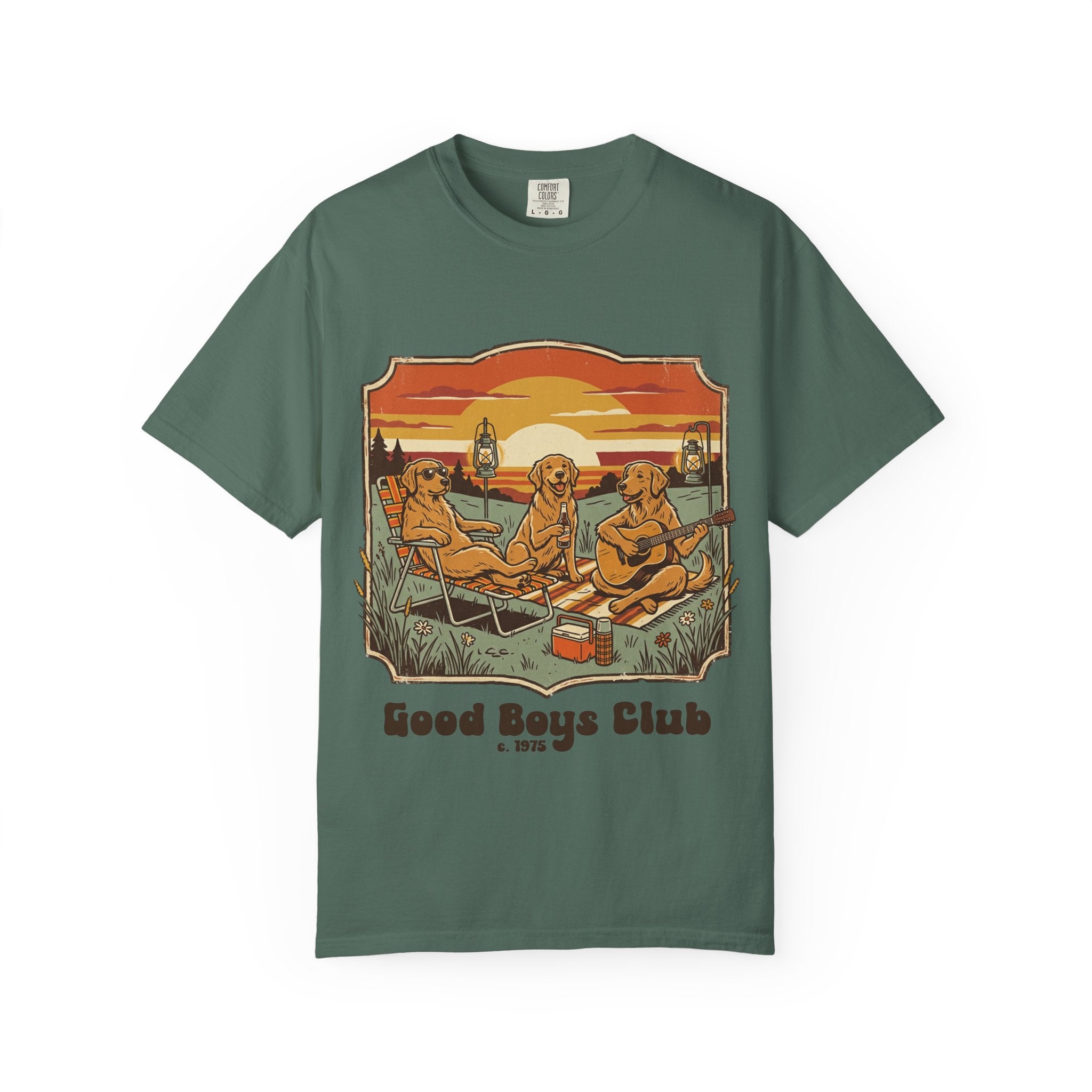 Good Boys Club T-Shirt — Retro Fishing Dogs Graphic Tee