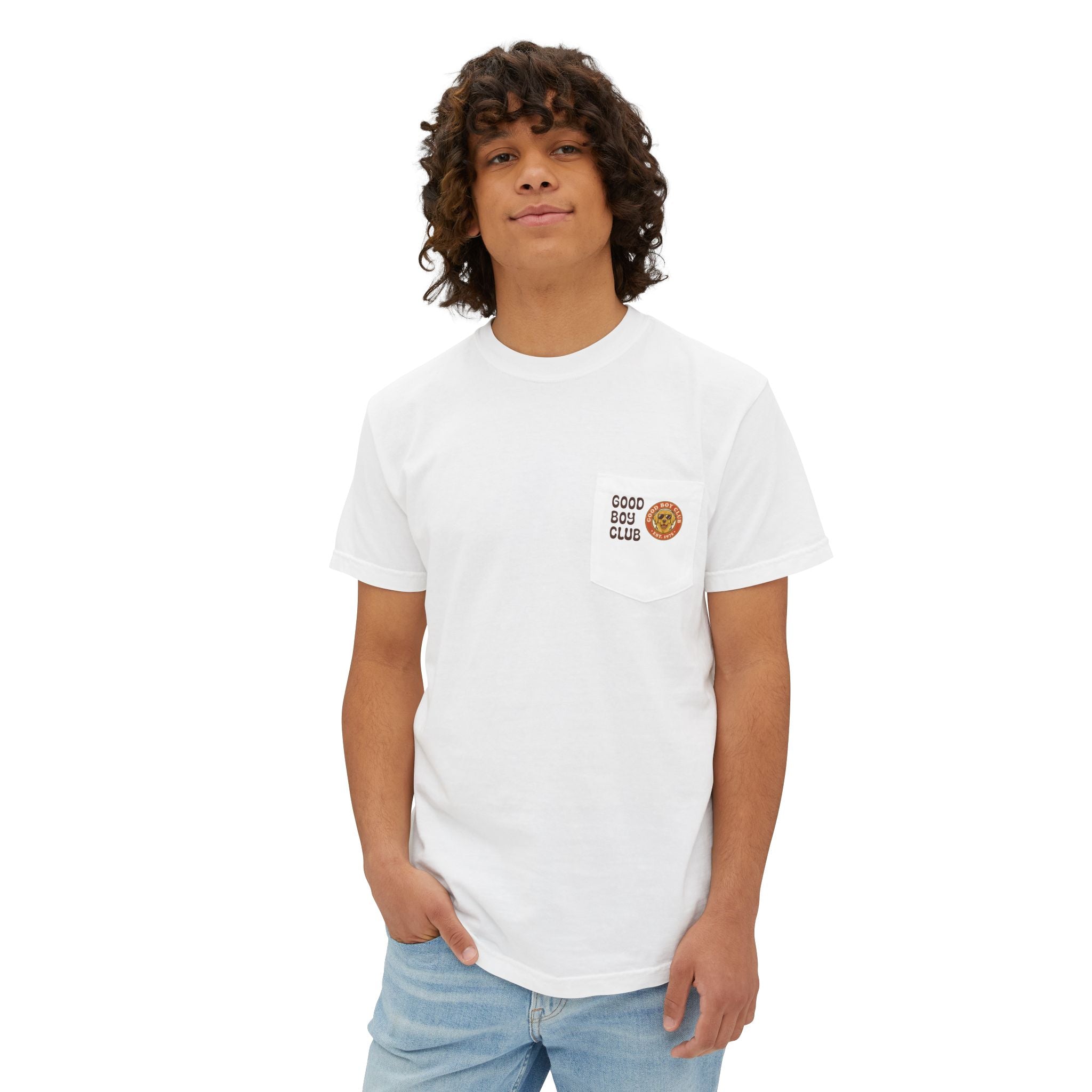 Camping Sunset Band Pocket T-Shirt | Back Graphic Outdoor Scene