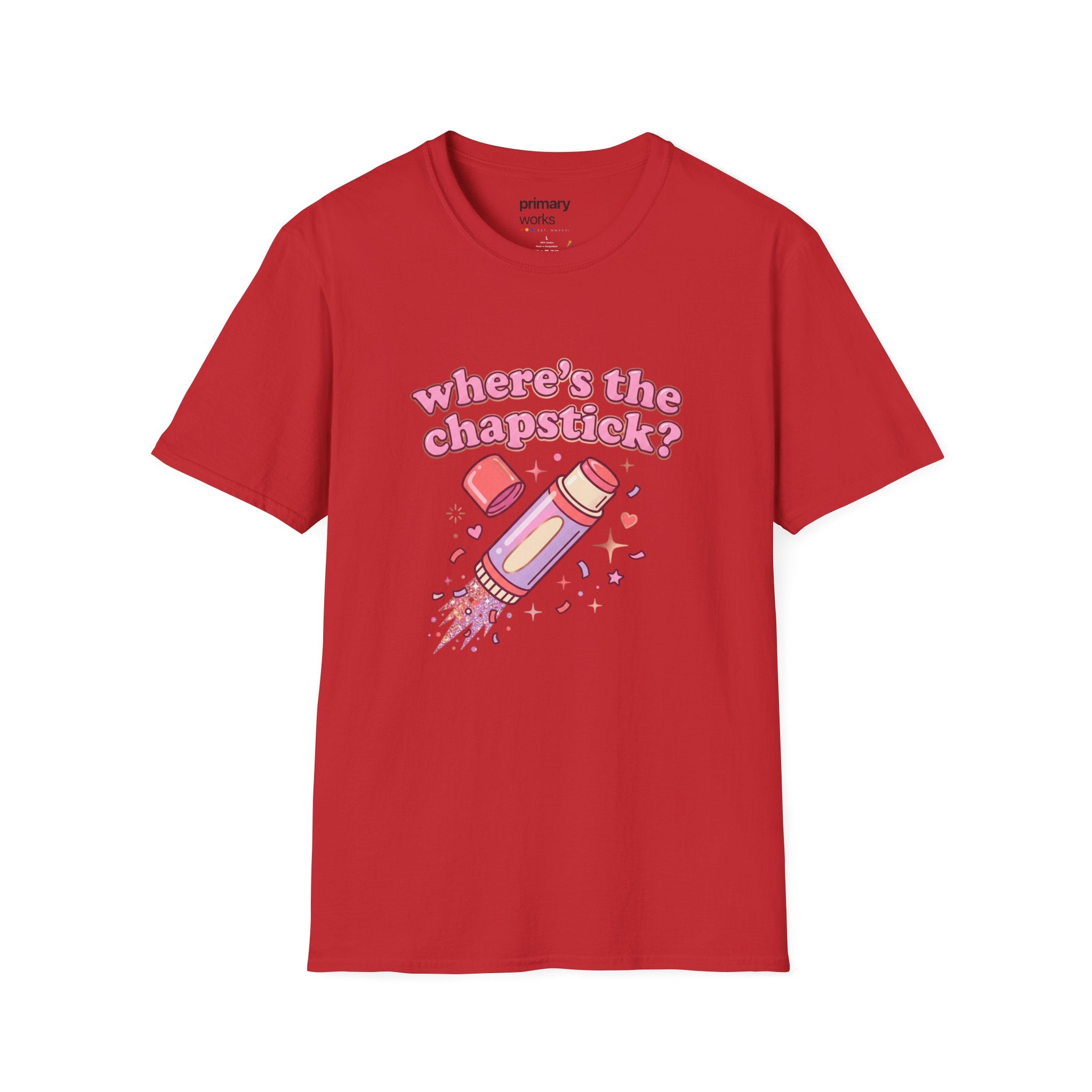 Where's the Chapstick? Rocket Lip Balm T-Shirt — Cute Pink Cosmetic Graphic Tee