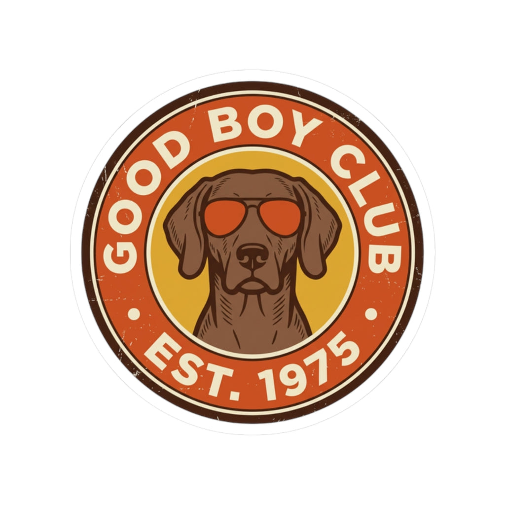 Good Boy Club Dog Sticker | Kiss-Cut Vinyl Sticker, Retro Pup Design