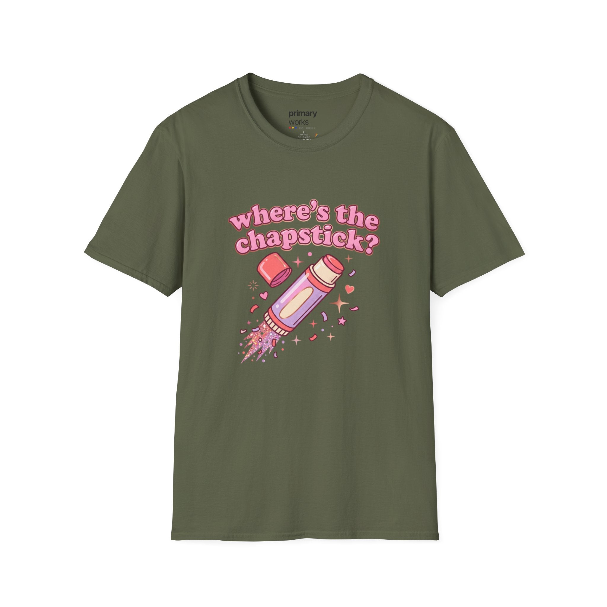 Where's the Chapstick? Rocket Lip Balm T-Shirt — Cute Pink Cosmetic Graphic Tee