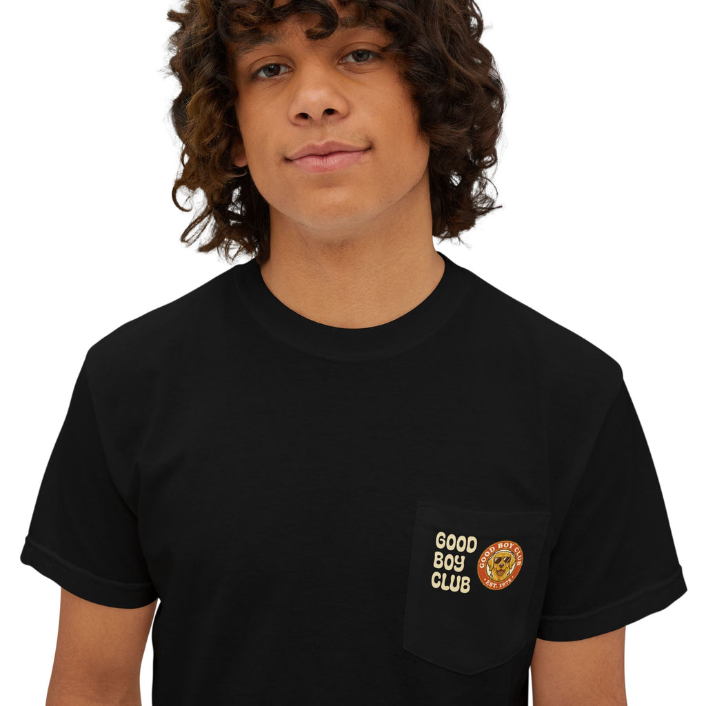 Camping Sunset Band Pocket T-Shirt | Back Graphic Outdoor Scene