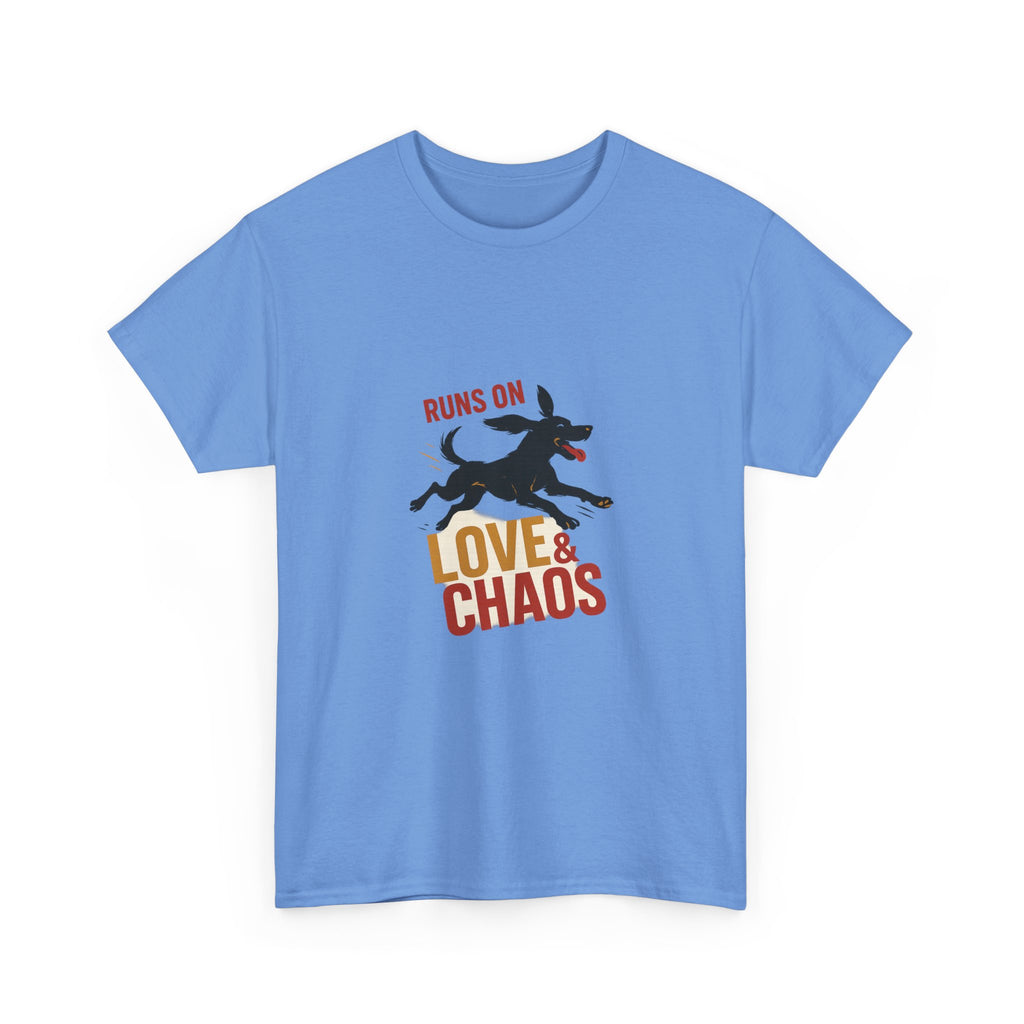 Love and Chaos Dog Mom Tee — New Puppy Owner Gift | Zoomies Silhouette Shirt