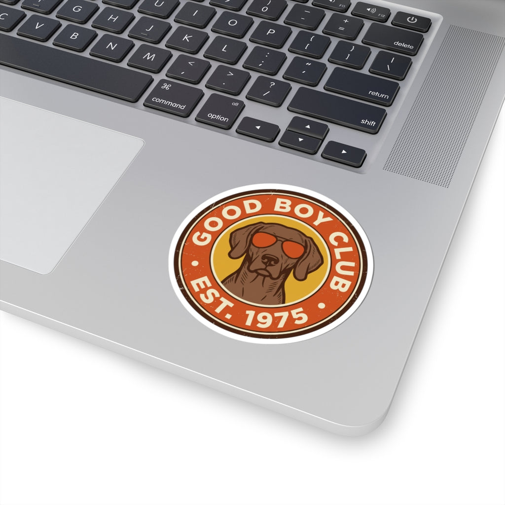 Good Boy Club Dog Sticker | Kiss-Cut Vinyl Sticker, Retro Pup Design