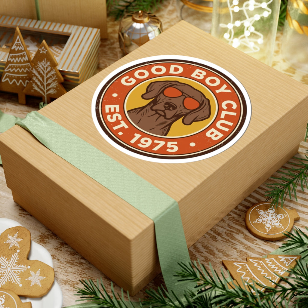 Good Boy Club Dog Sticker | Kiss-Cut Vinyl Sticker, Retro Pup Design