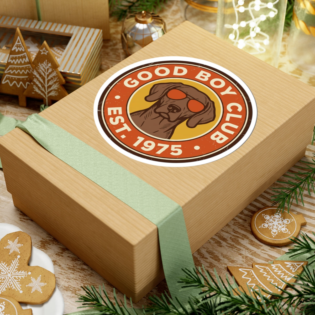 Good Boy Club Dog Sticker | Kiss-Cut Vinyl Sticker, Retro Pup Design