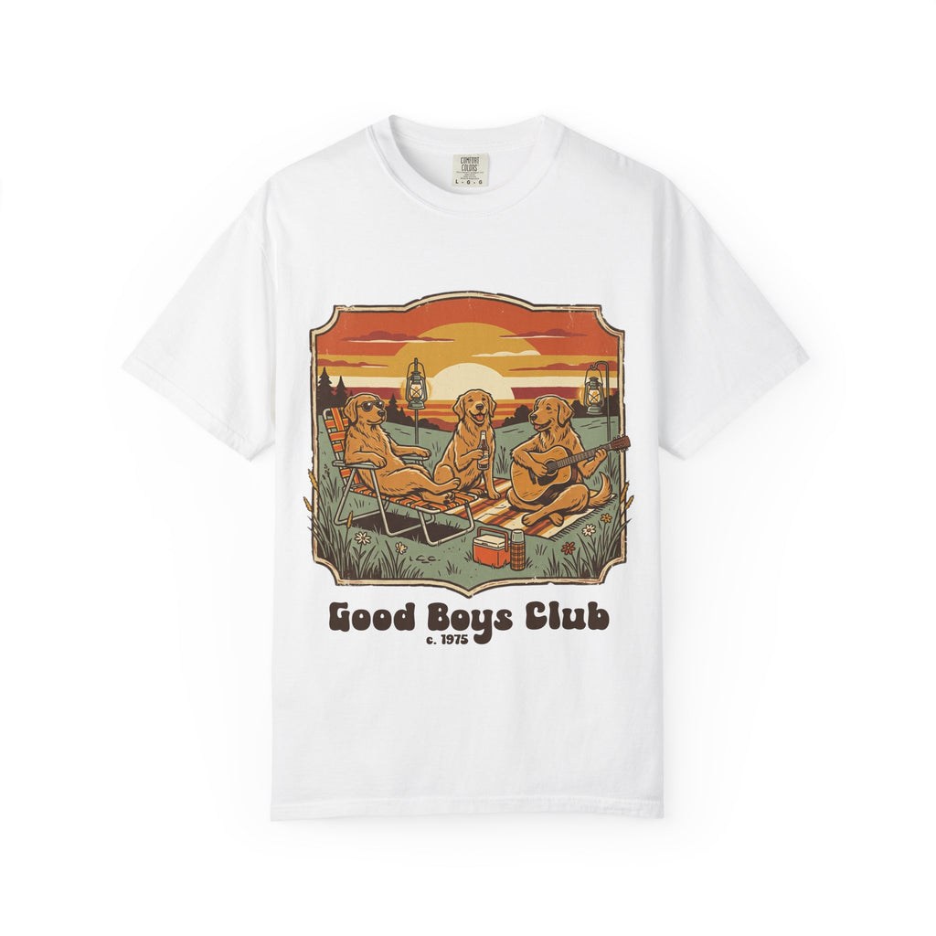 Good Boys Club T-Shirt — Retro Fishing Dogs Graphic Tee