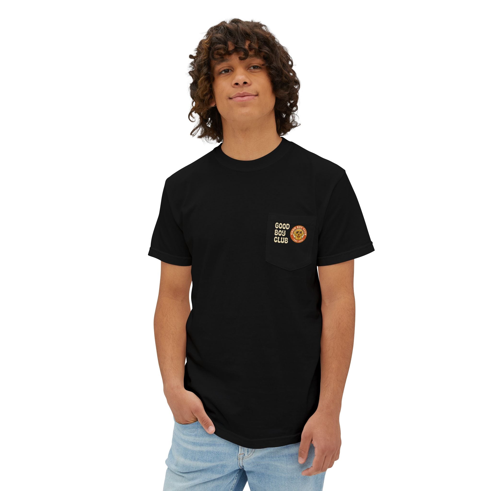 Camping Sunset Band Pocket T-Shirt | Back Graphic Outdoor Scene
