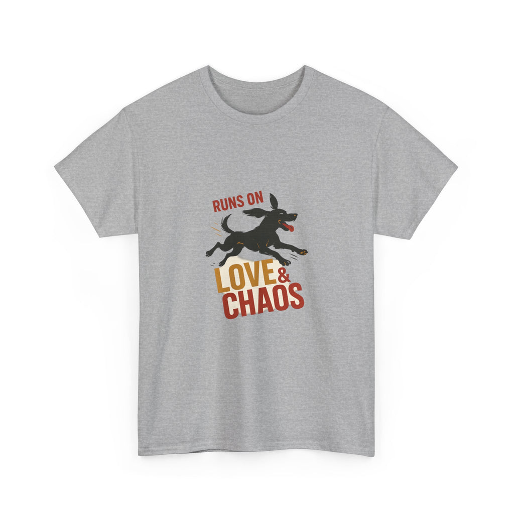 Love and Chaos Dog Mom Tee — New Puppy Owner Gift | Zoomies Silhouette Shirt