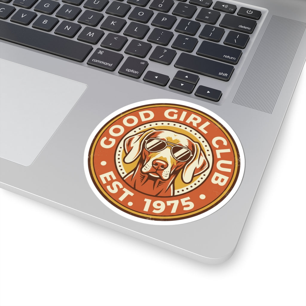 Good Girl Club Dog Sticker | Kiss-Cut Vinyl Sticker, Retro Puppy Emblem