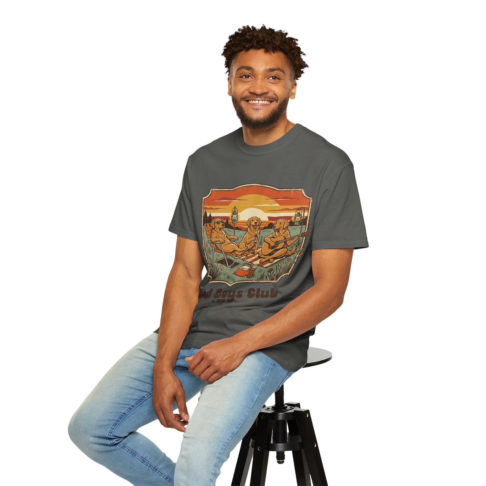 Good Boys Club T-Shirt — Retro Fishing Dogs Graphic Tee
