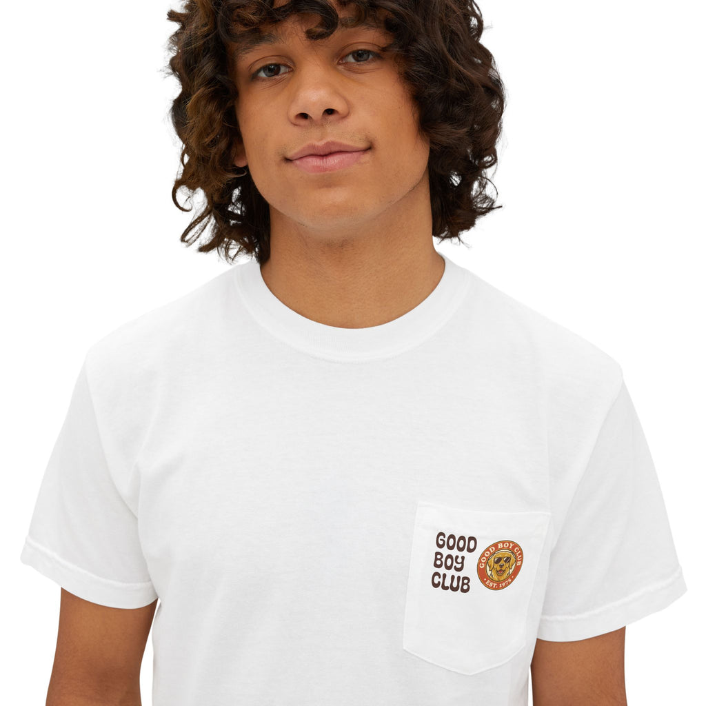 Camping Sunset Band Pocket T-Shirt | Back Graphic Outdoor Scene