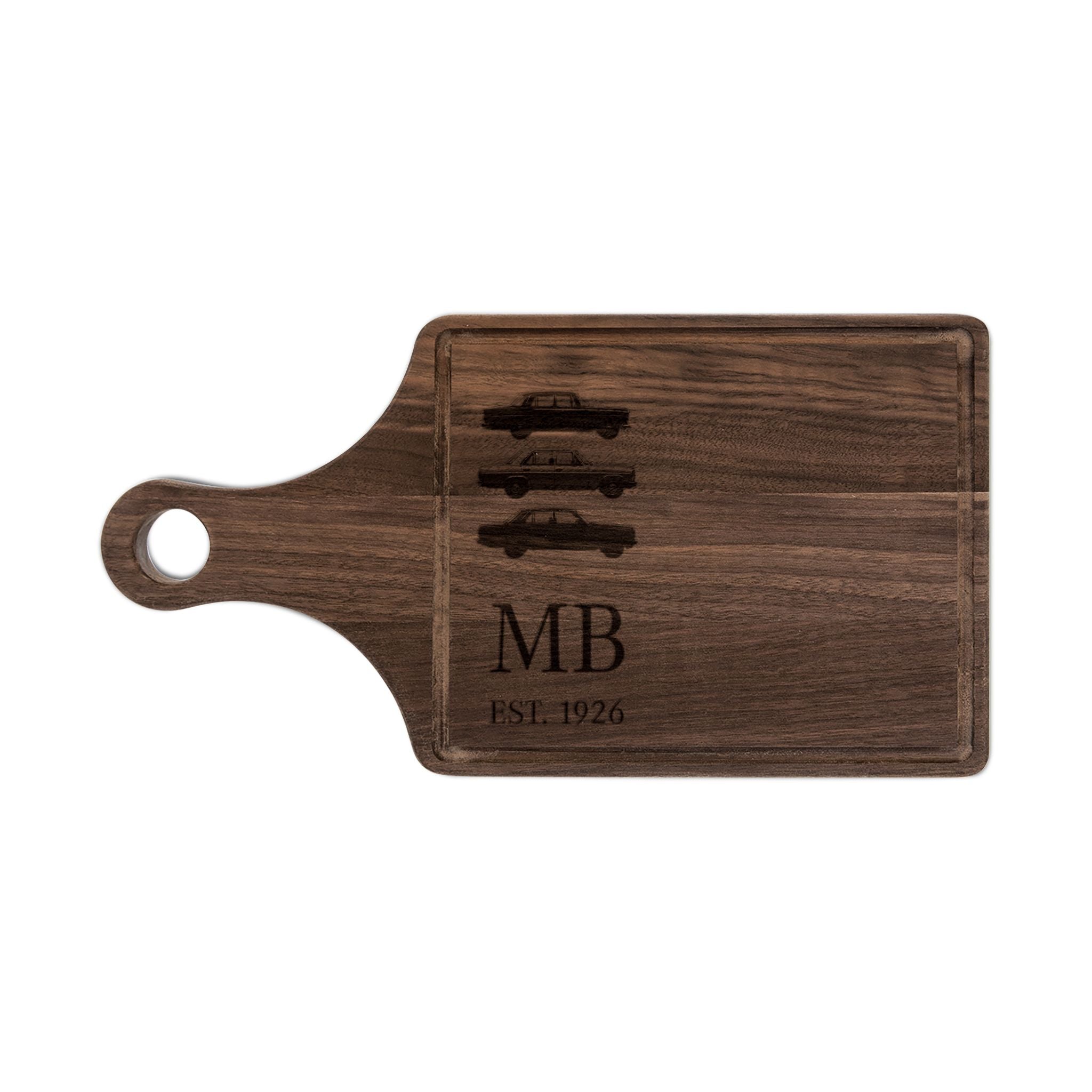 Stacked Classic Cars Engraving Wooden Cutting Board | Personalized Initials