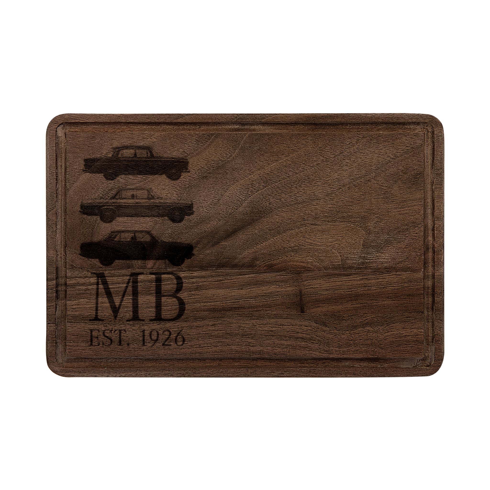 Stacked Classic Cars Engraving Wooden Cutting Board | Personalized Initials