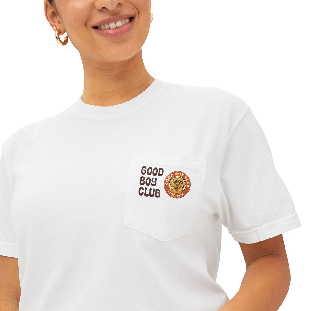 Camping Sunset Band Pocket T-Shirt | Back Graphic Outdoor Scene