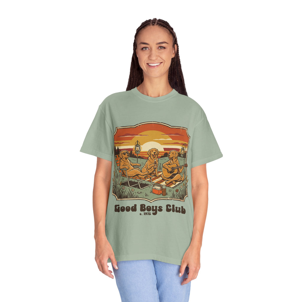 Good Boys Club T-Shirt — Retro Fishing Dogs Graphic Tee
