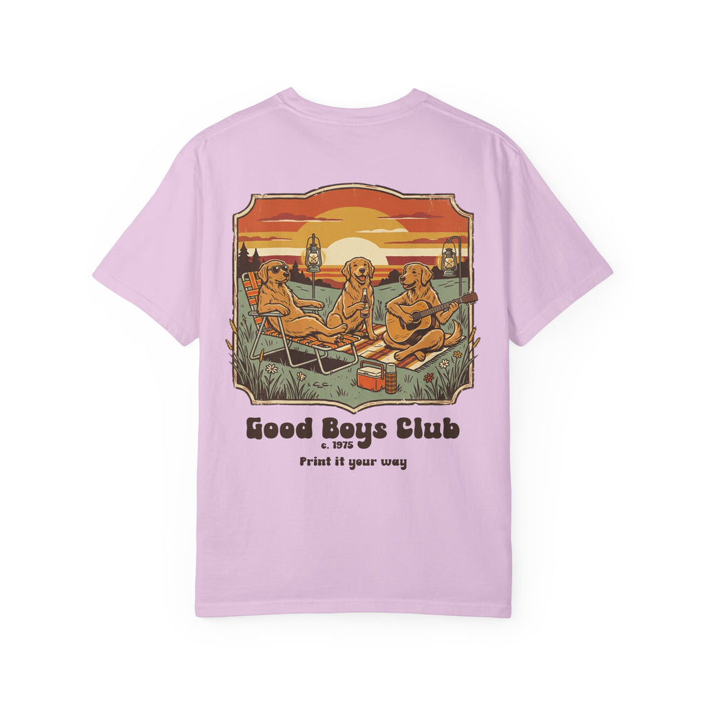 Good Boys Club T-Shirt — Retro Dogs Guitar Beach Graphic