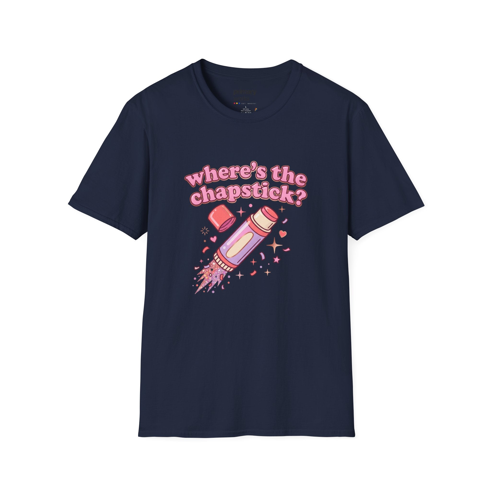 Where's the Chapstick? Rocket Lip Balm T-Shirt — Cute Pink Cosmetic Graphic Tee