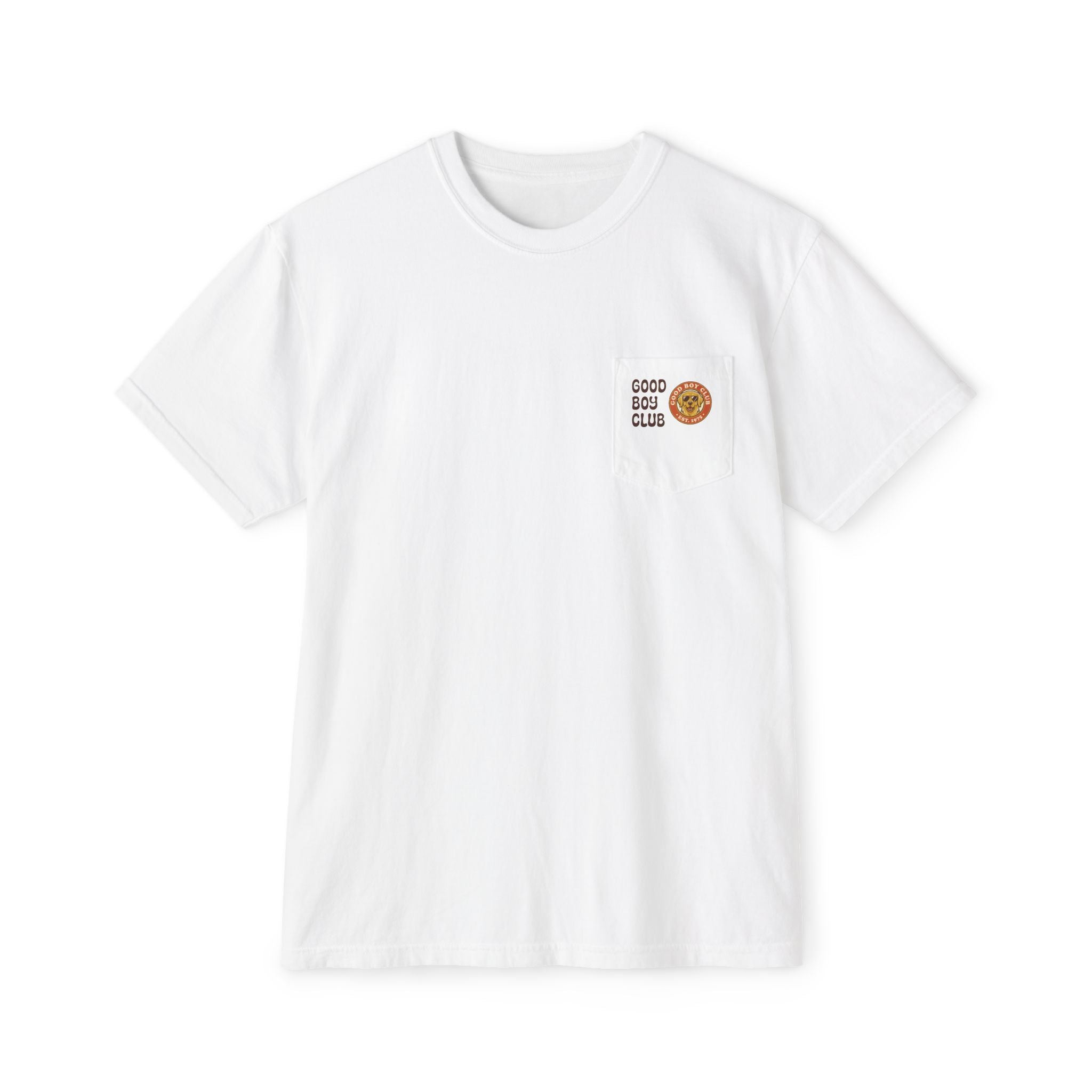 Camping Sunset Band Pocket T-Shirt | Back Graphic Outdoor Scene