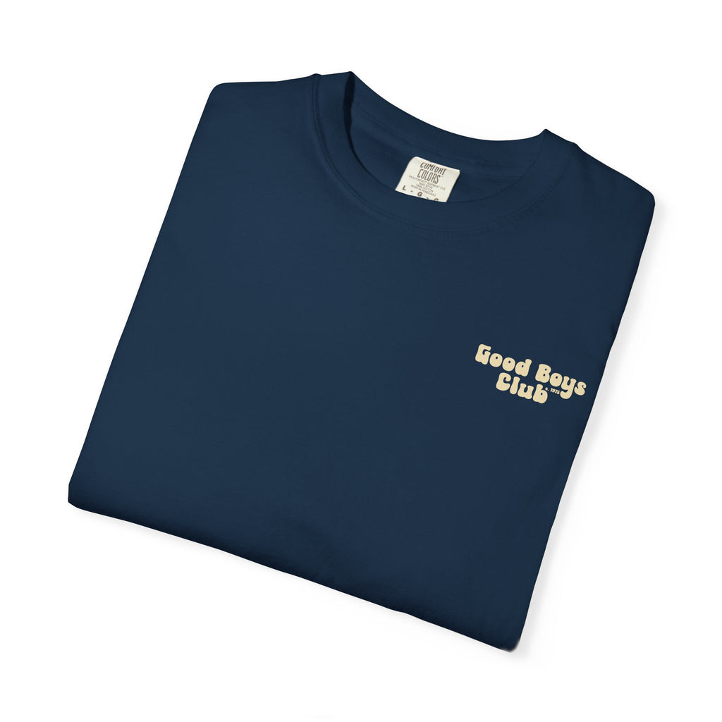 Good Boys Club T-Shirt — Retro Dogs Guitar Beach Graphic