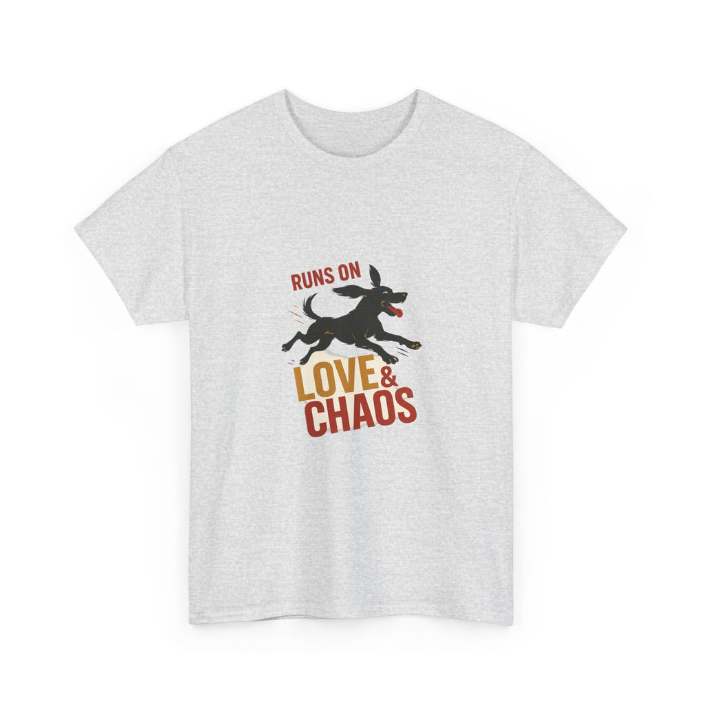 Love and Chaos Dog Mom Tee — New Puppy Owner Gift | Zoomies Silhouette Shirt