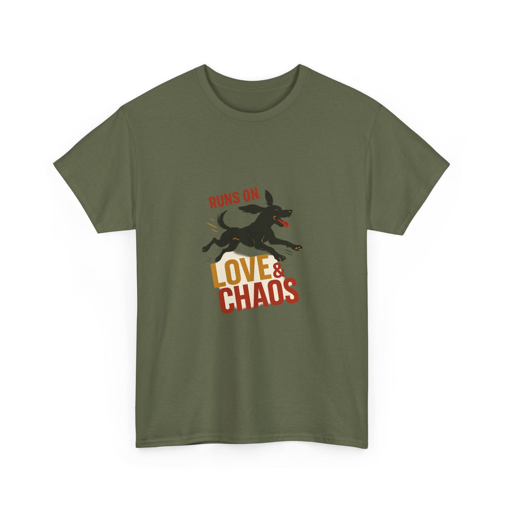Love and Chaos Dog Mom Tee — New Puppy Owner Gift | Zoomies Silhouette Shirt