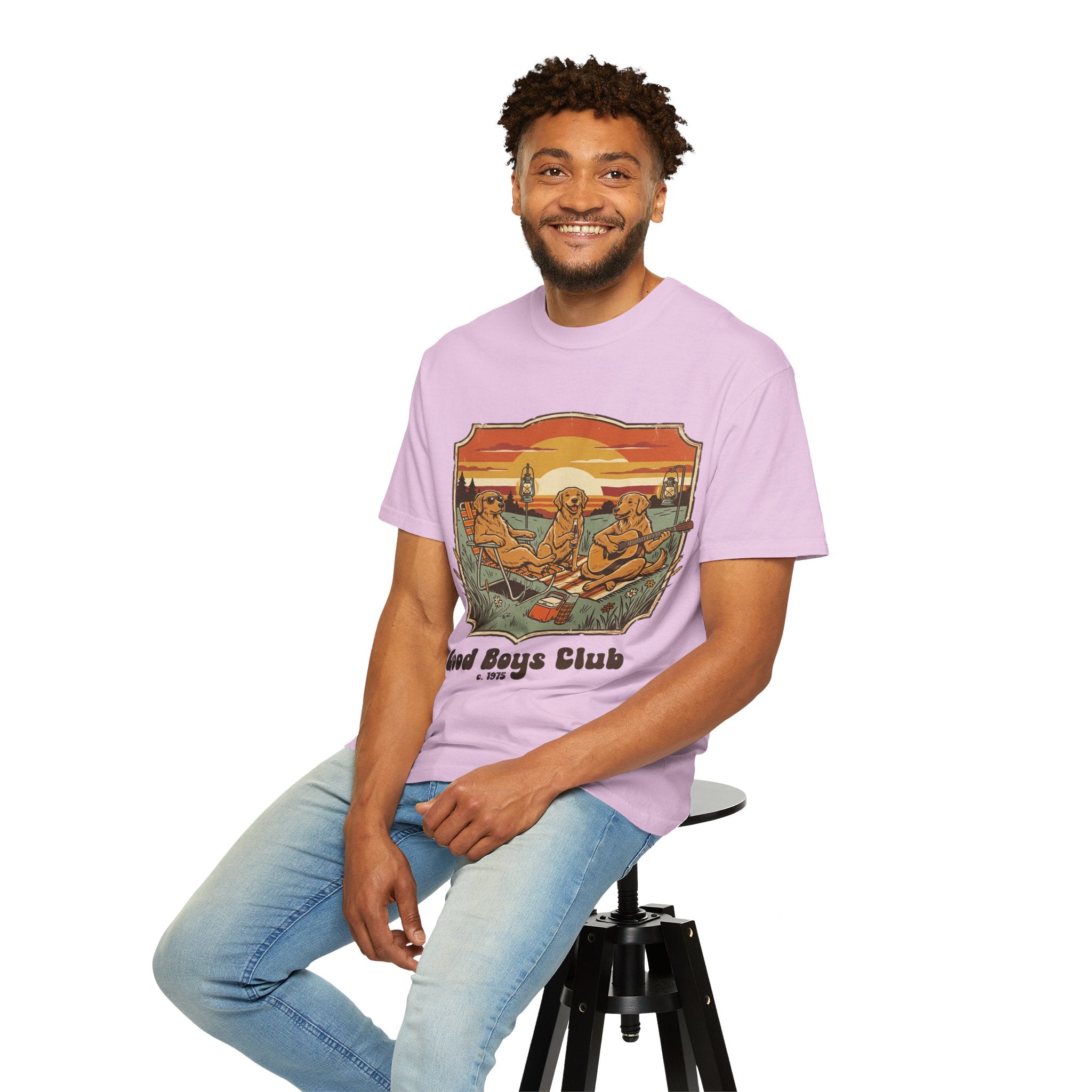 Good Boys Club T-Shirt — Retro Fishing Dogs Graphic Tee